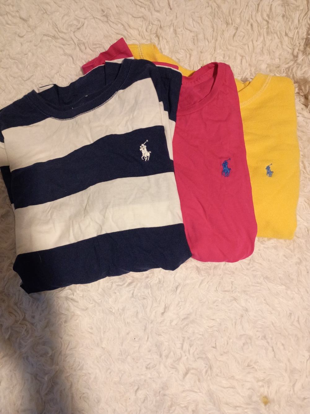 Ralph Lauren Kids Long Sleeve Tees - Navy/White Stripe, Pink, Yellow